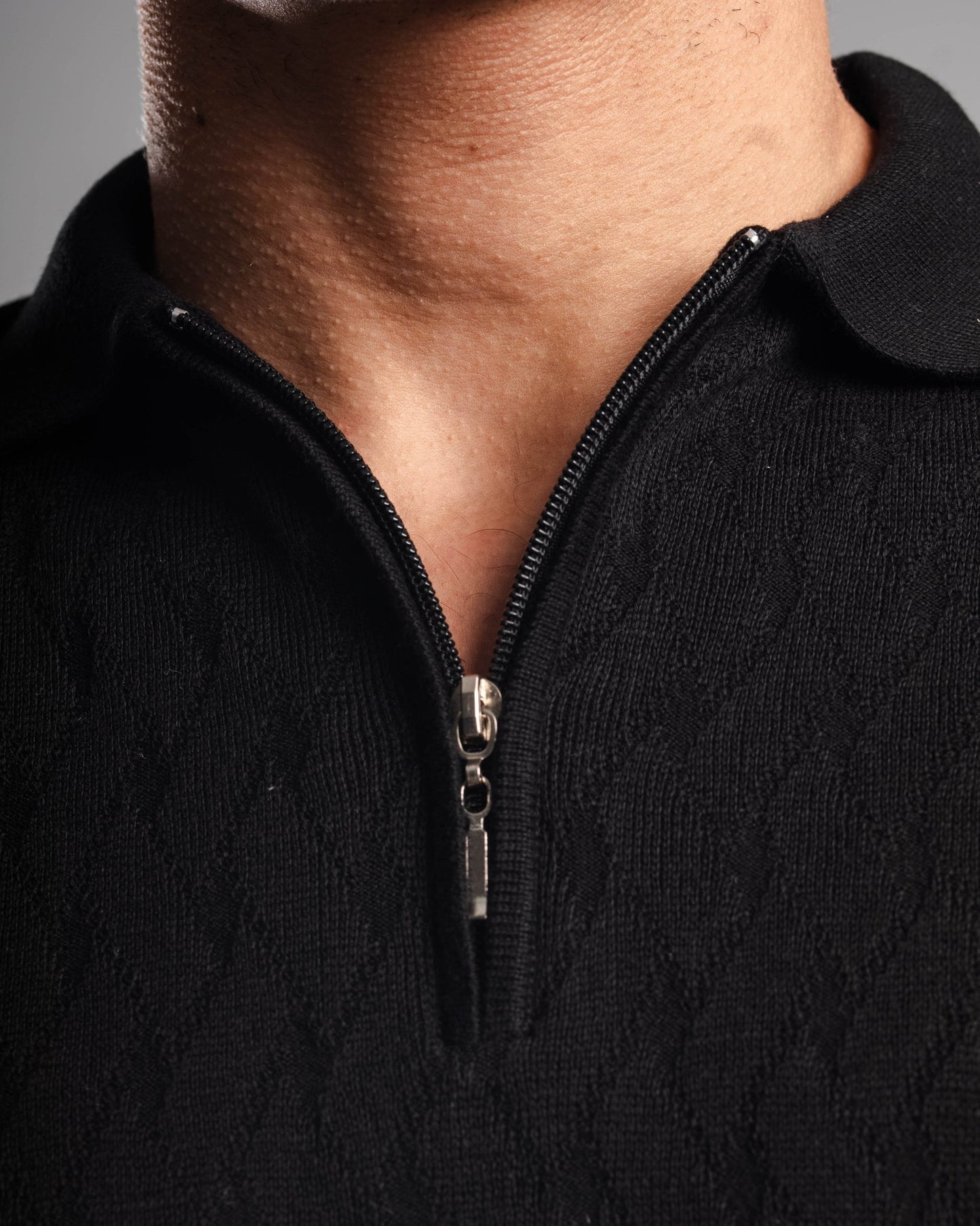 Knitted Quarter Zip Polo T-Shirt - ThebasiclookInternational