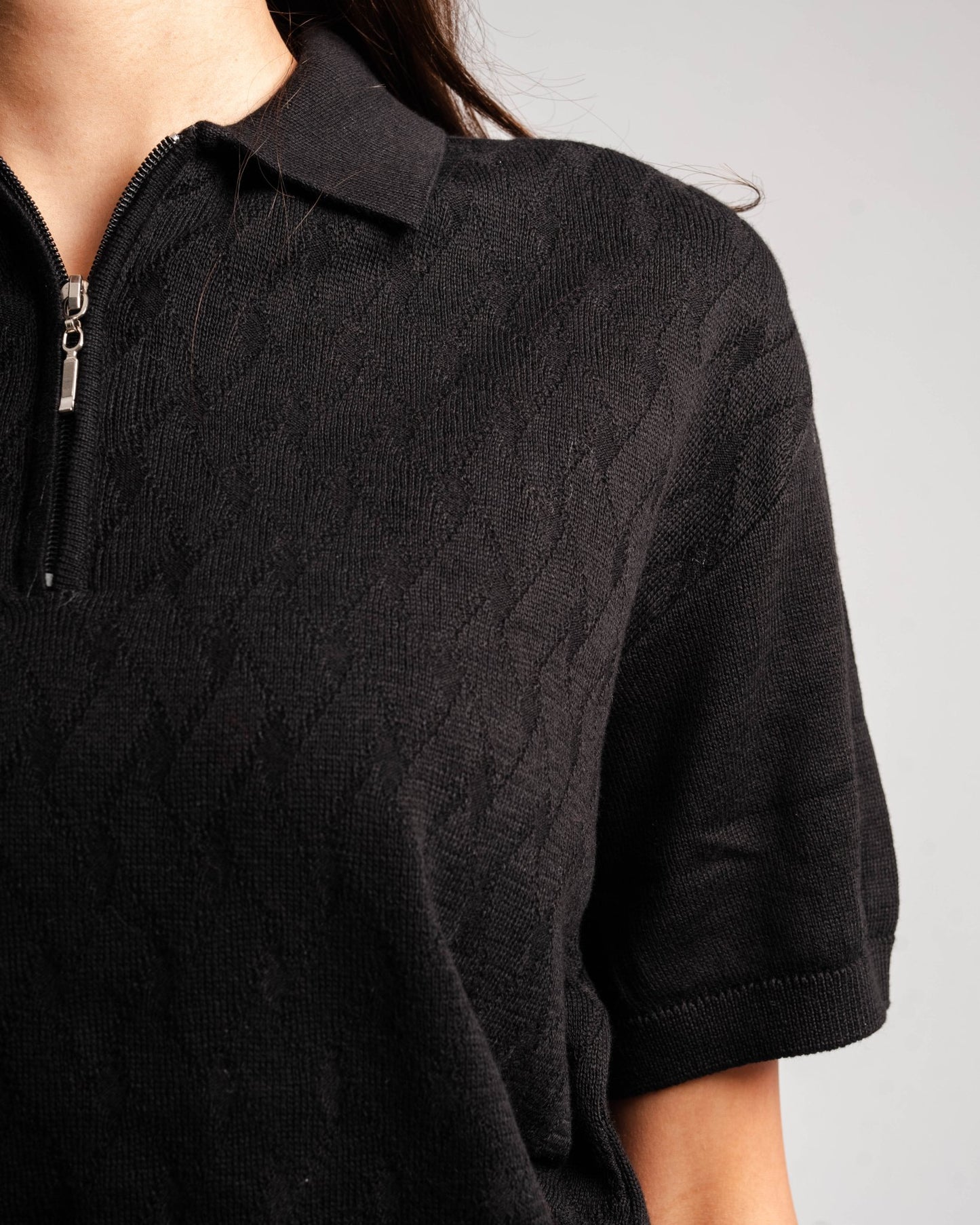 Knitted Quarter Zip Polo T-Shirt - ThebasiclookInternational