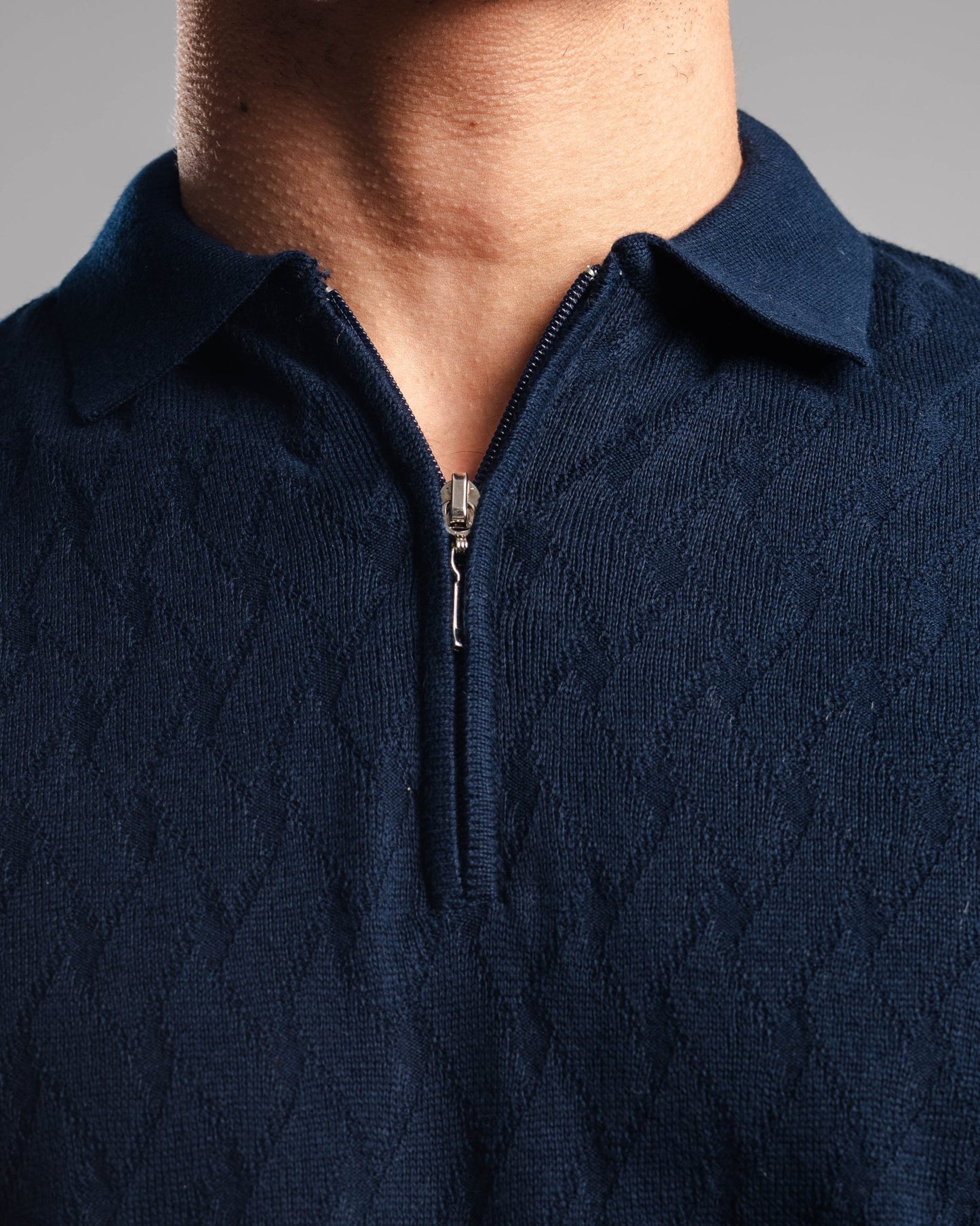 Knitted Quarter Zip Polo T-Shirt - ThebasiclookInternational