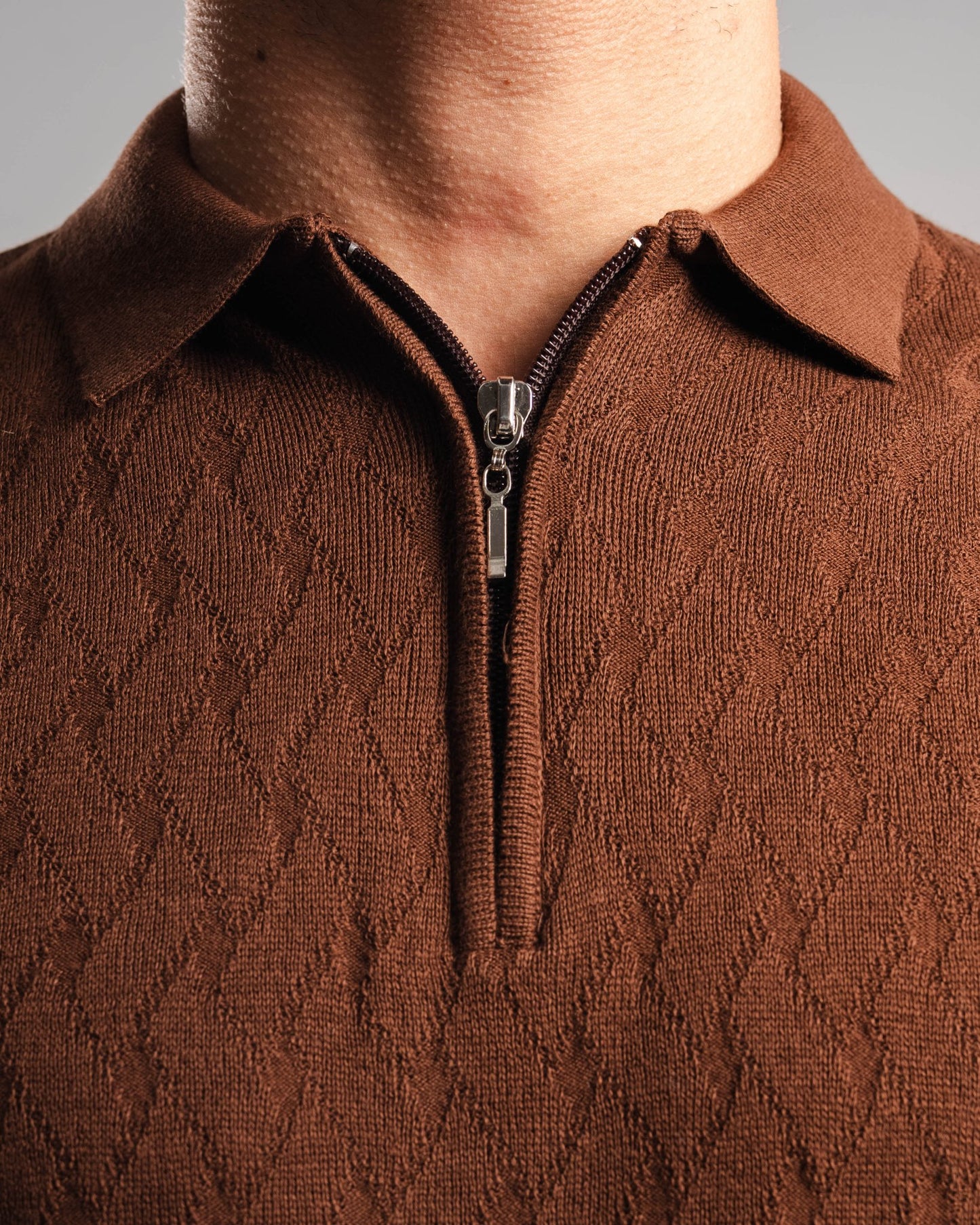 Knitted Quarter Zip Polo T-Shirt - ThebasiclookInternational