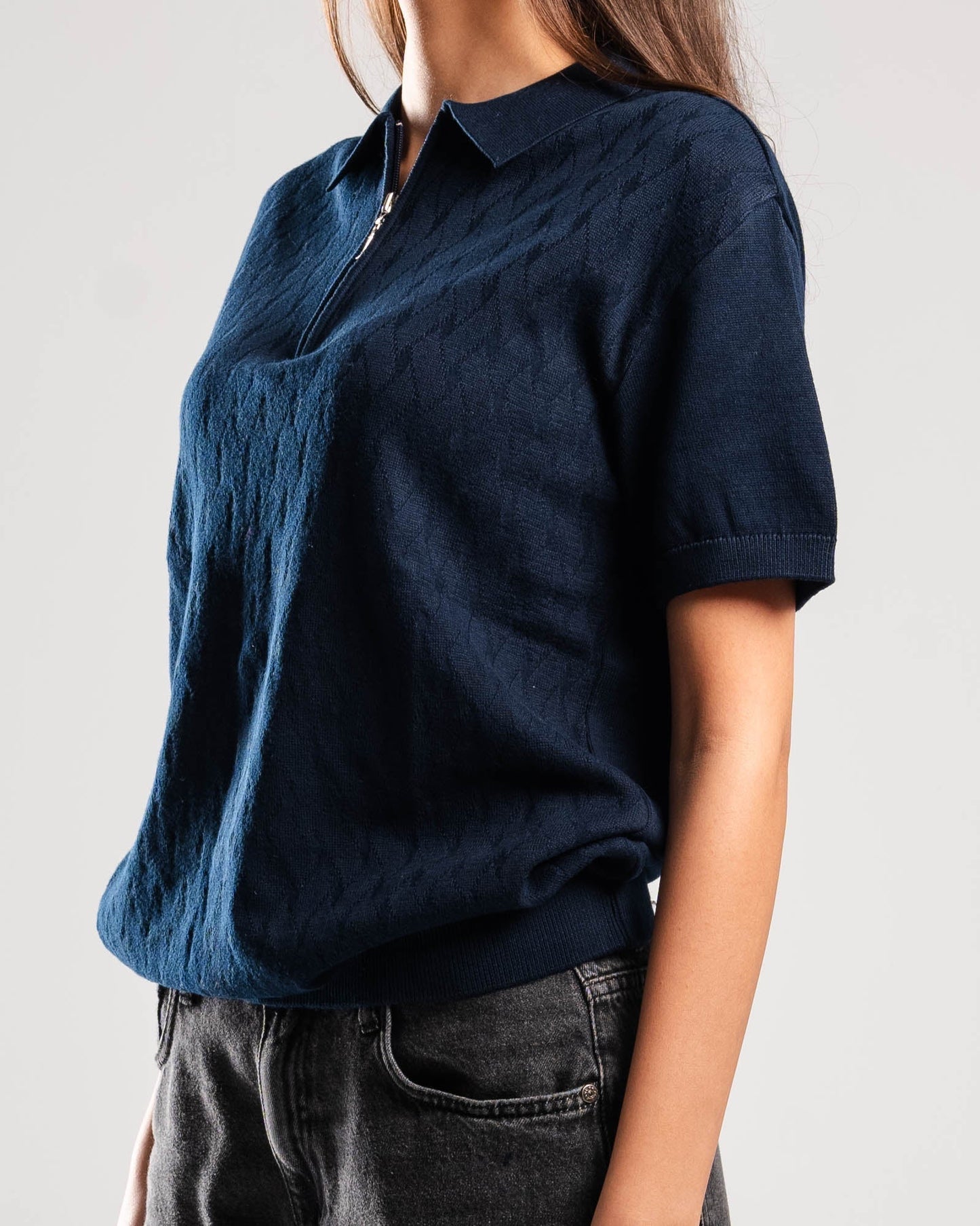 Knitted Quarter Zip Polo T-Shirt - ThebasiclookInternational