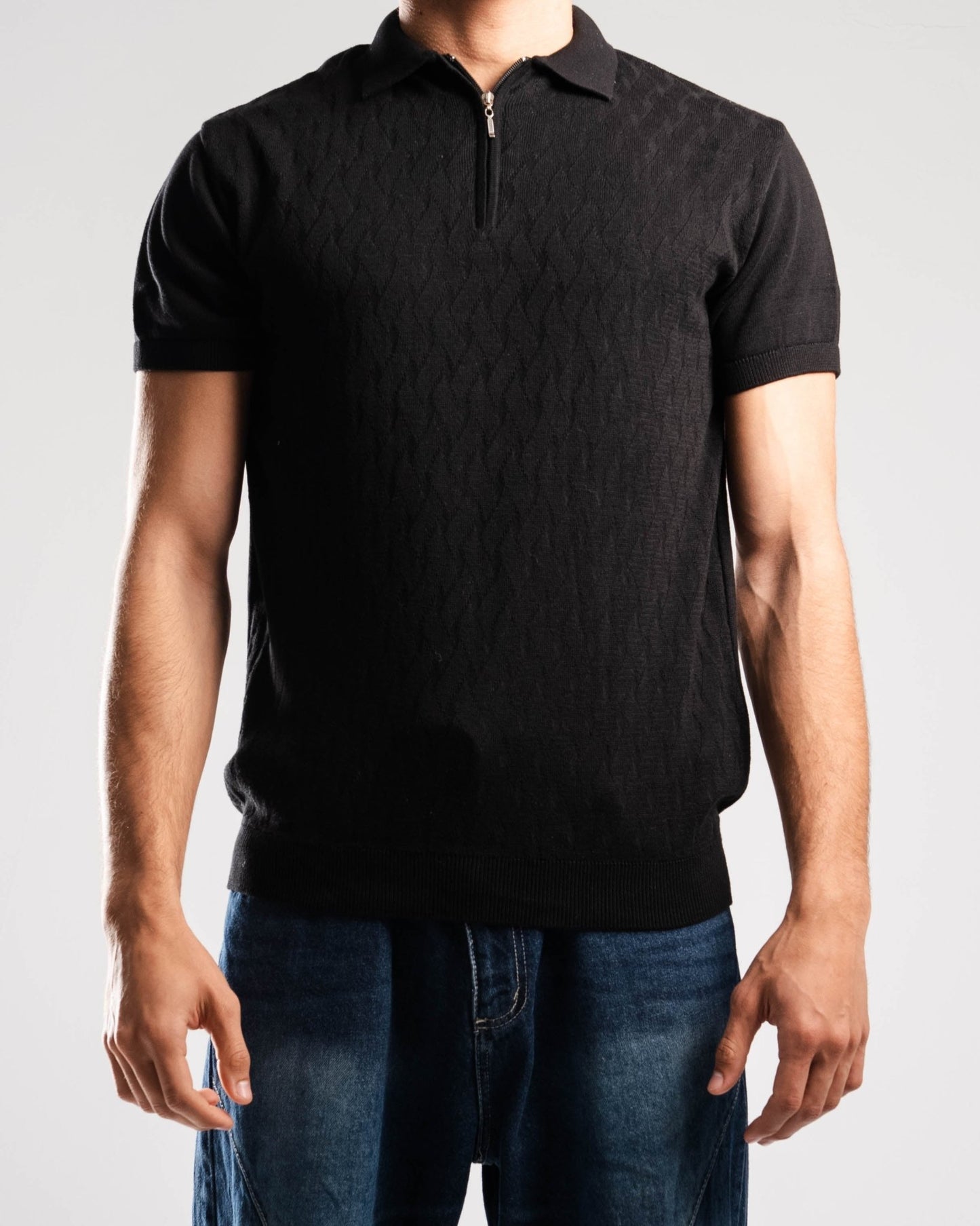 Knitted Quarter Zip Polo T-Shirt - ThebasiclookInternational