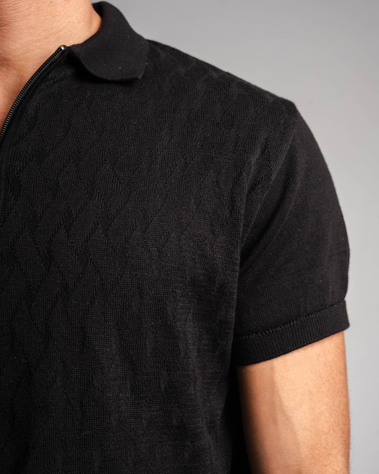 Knitted Quarter Zip Polo T-Shirt - ThebasiclookInternational