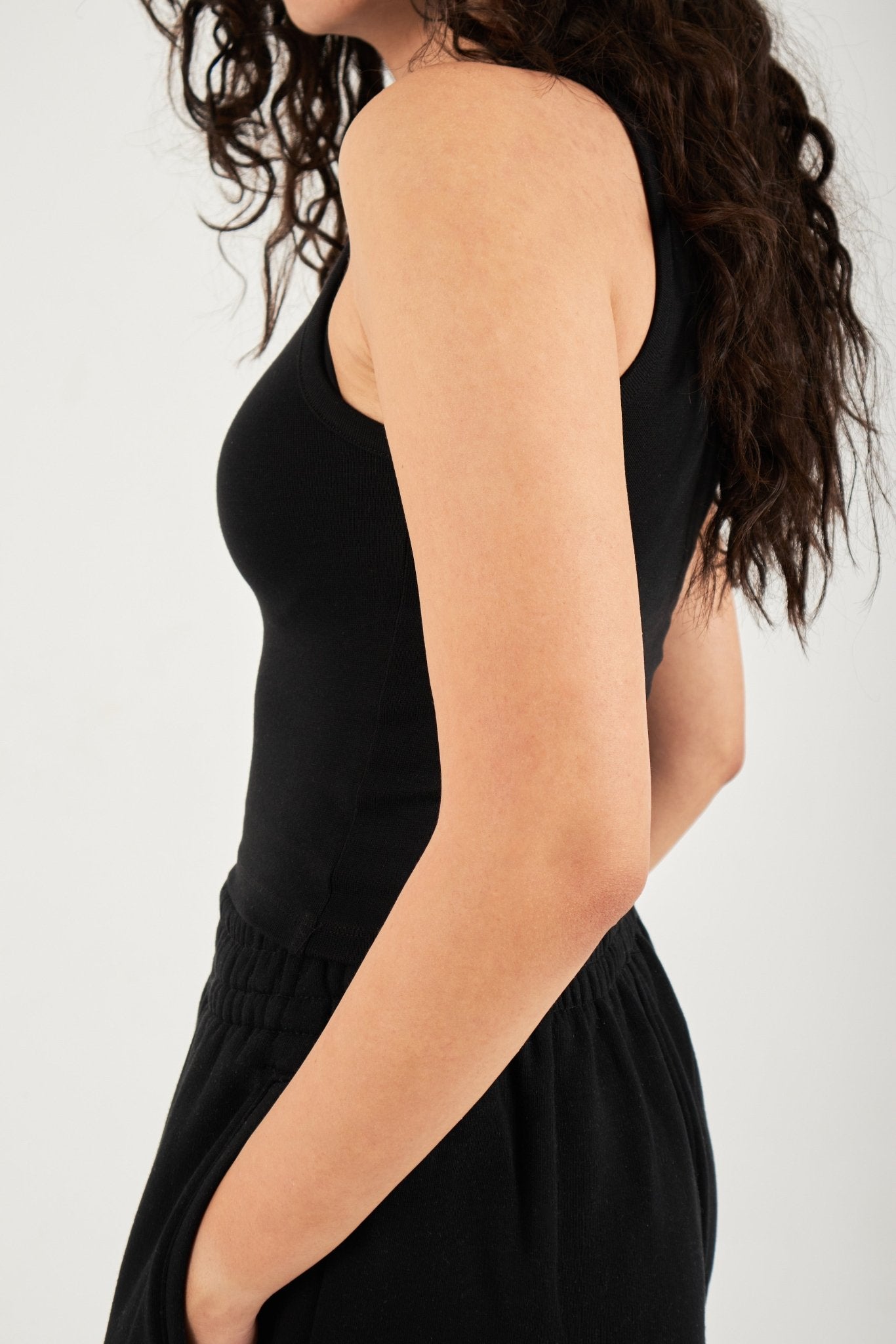 Ribbed Thick Strap Crew Neck Top - ThebasiclookInternational