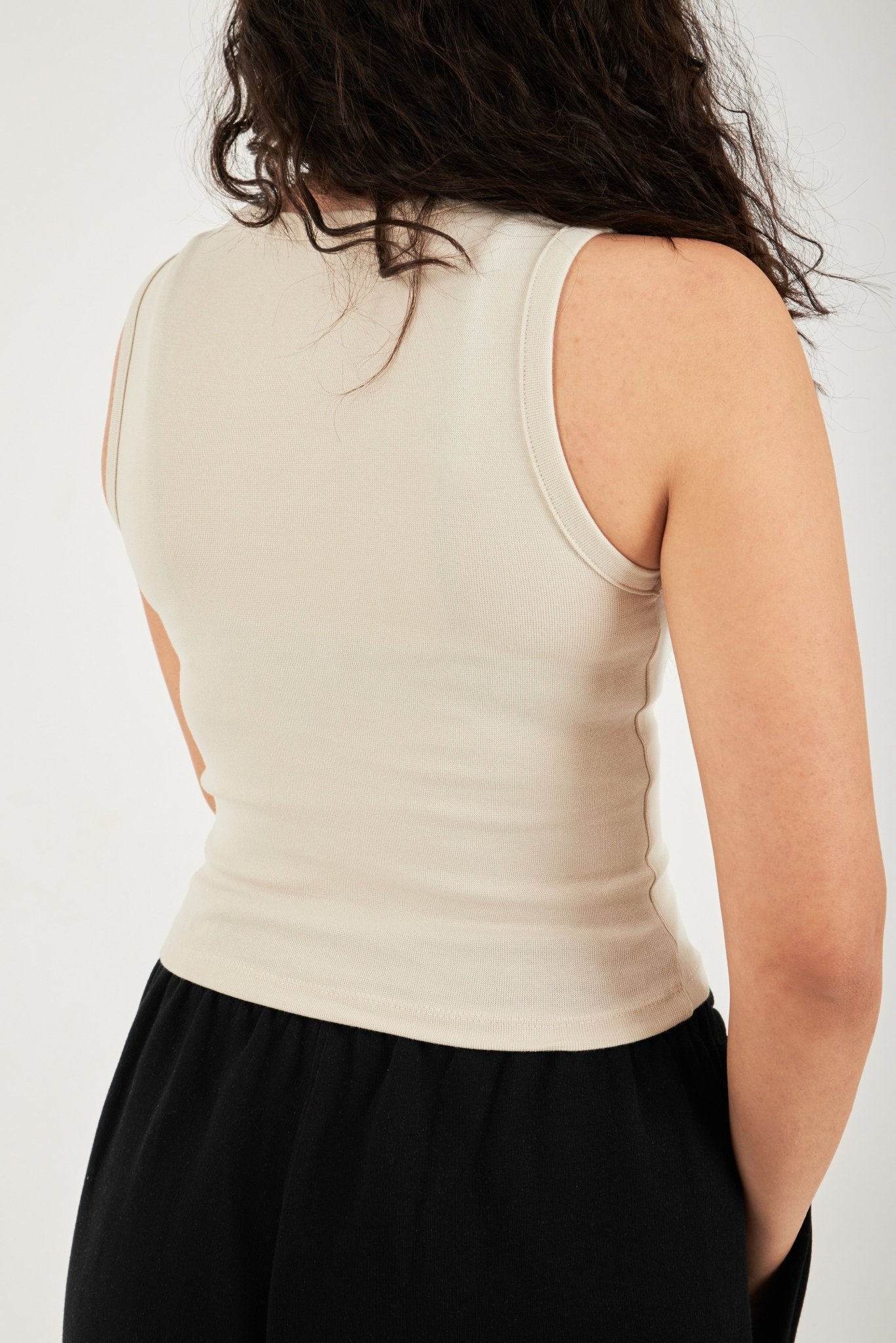 Ribbed Thick Strap Crew Neck Top - ThebasiclookInternational