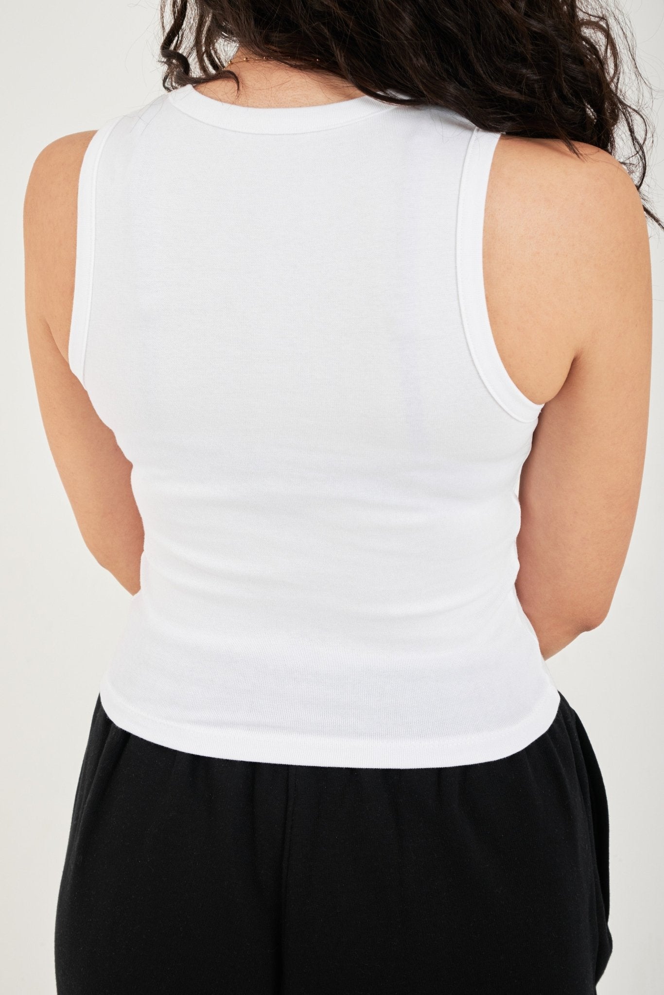 Ribbed Thick Strap Crew Neck Top - ThebasiclookInternational