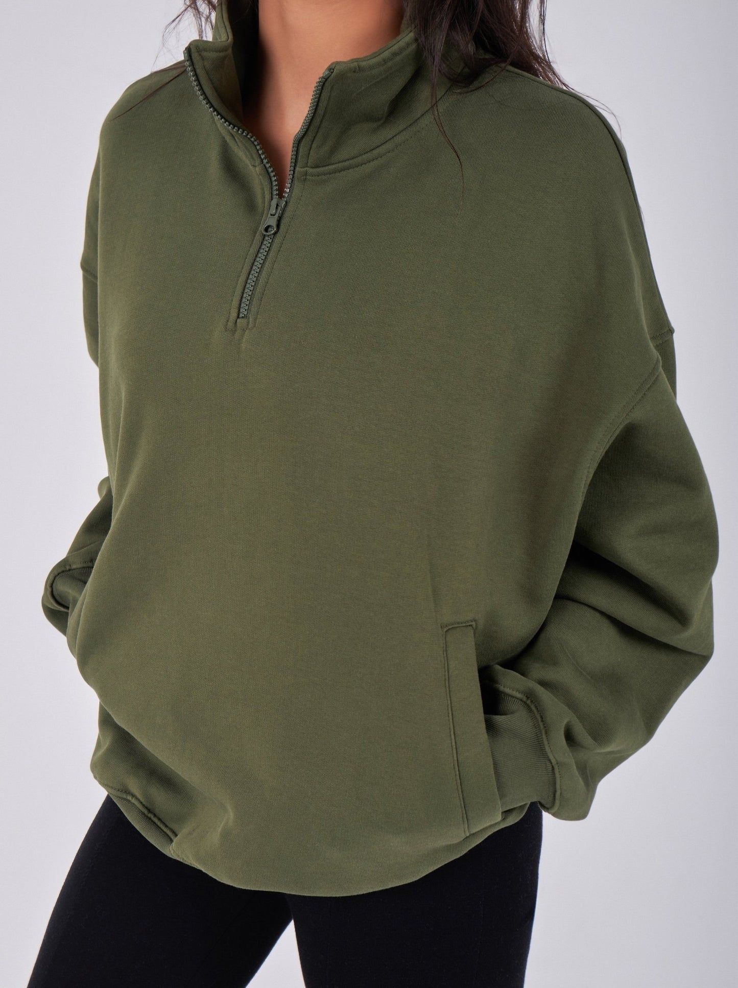 Zipper Neck oversized Sweater - ThebasiclookInternational