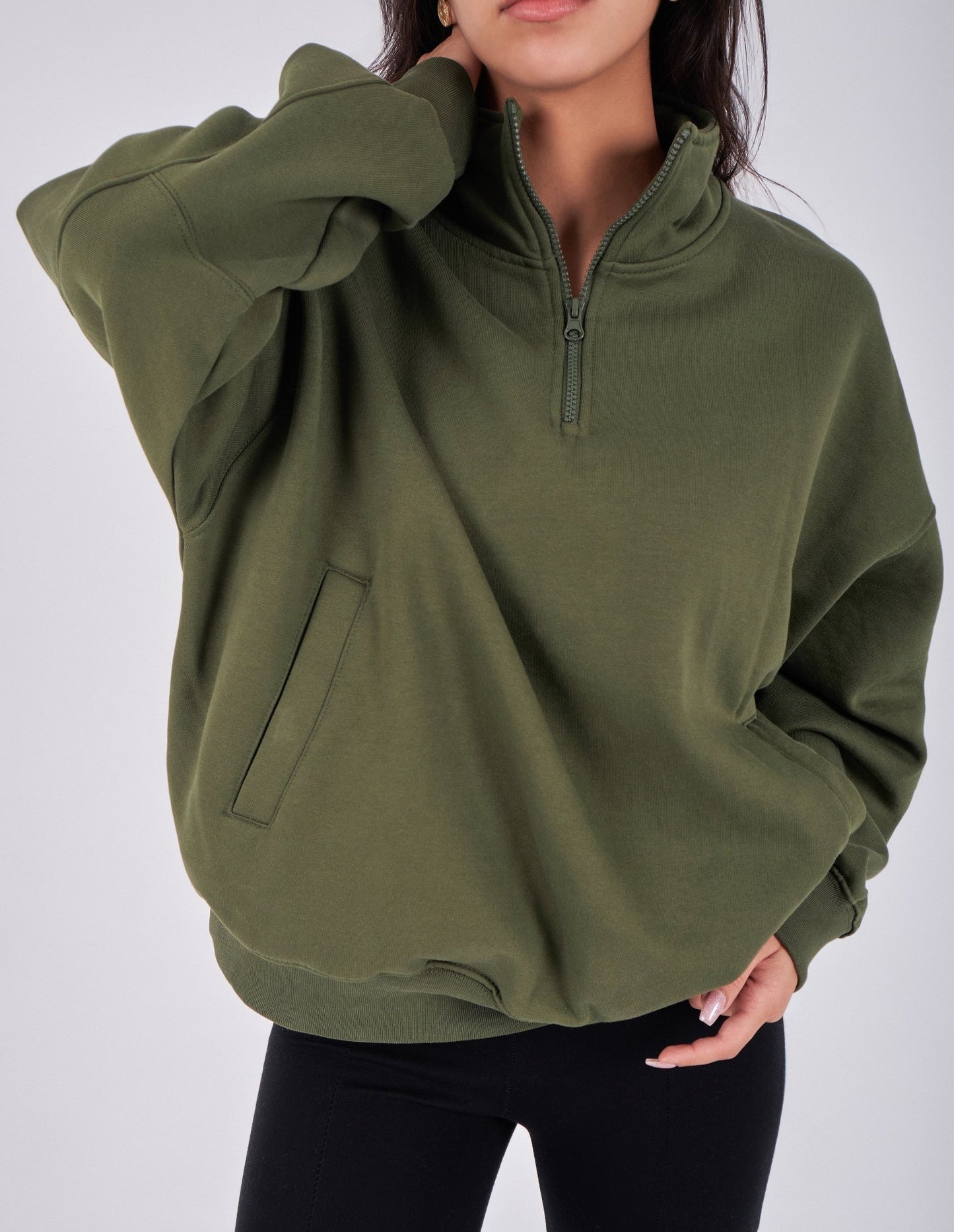 Zipper Neck oversized Sweater - ThebasiclookInternational