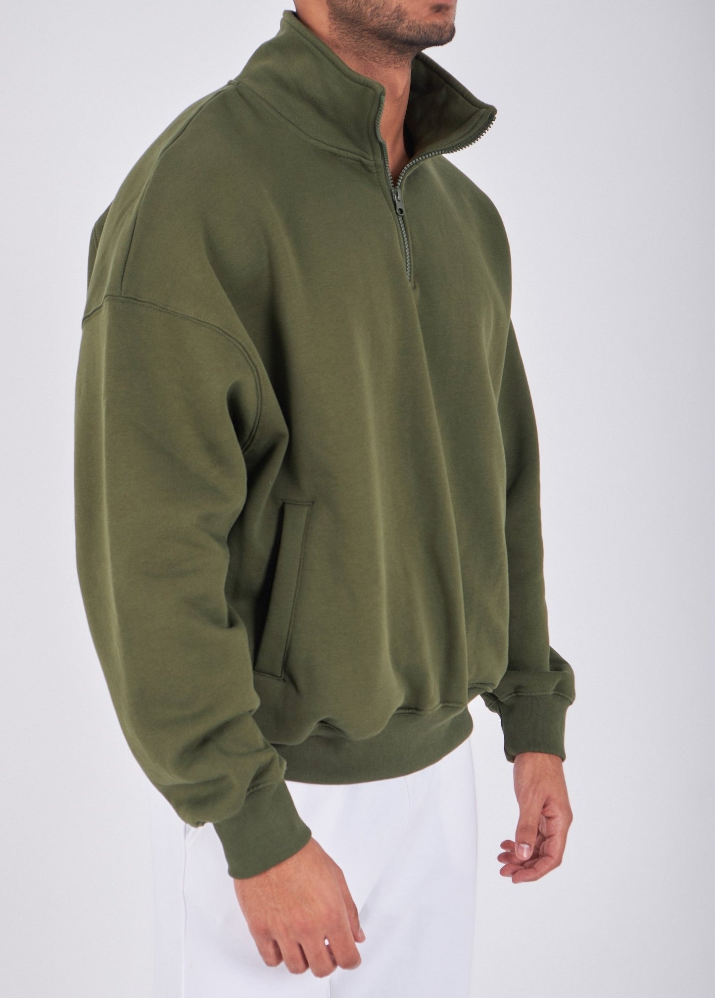 Zipper Neck oversized Sweater - ThebasiclookInternational