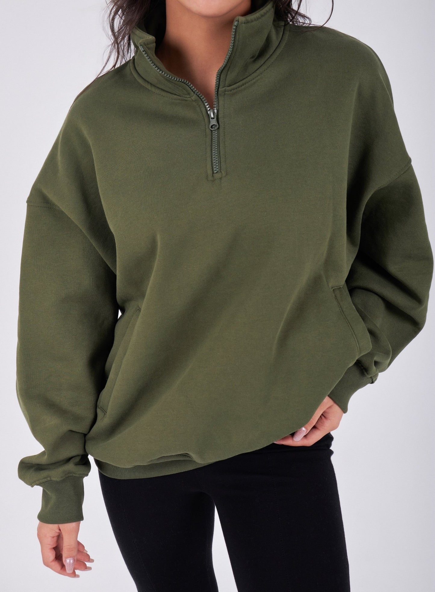 Zipper Neck oversized Sweater - ThebasiclookInternational