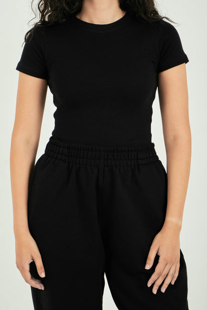 Ribbed Fitted Half Sleeve Top - ThebasiclookInternational