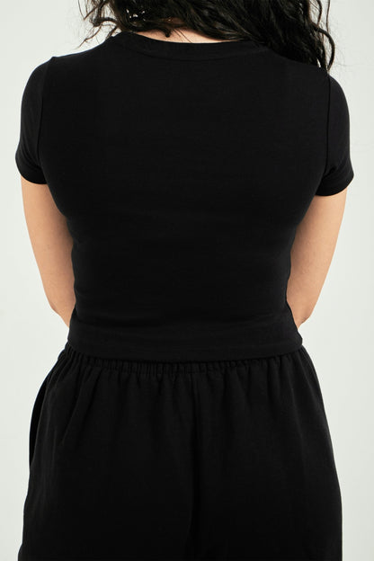 Ribbed Fitted Half Sleeve Top - ThebasiclookInternational