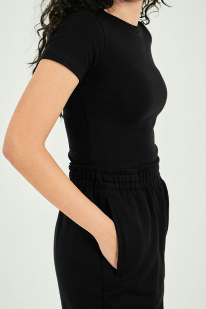 Ribbed Fitted Half Sleeve Top - ThebasiclookInternational